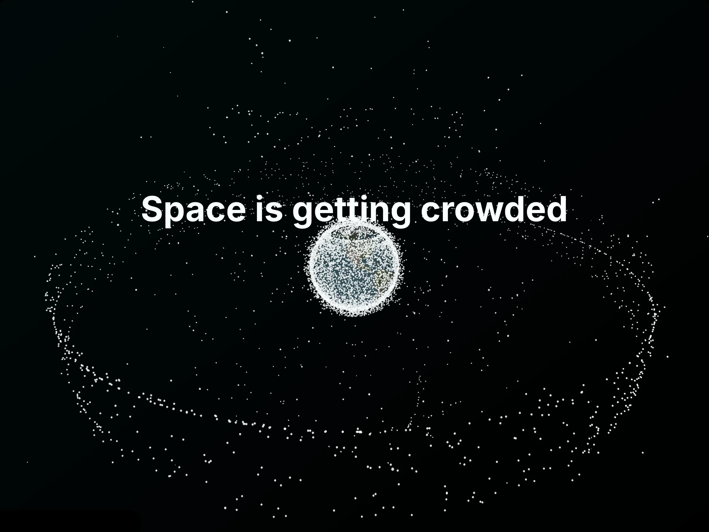 Satellite constellation visualization showing crowded space environment